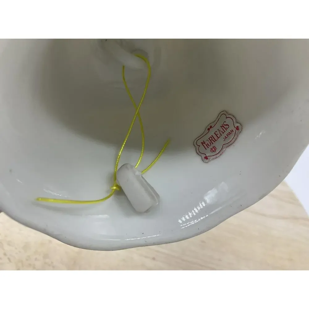 Vintage Norleans White‎ Porcelain Floral Hand Bell Small Japan Collectible